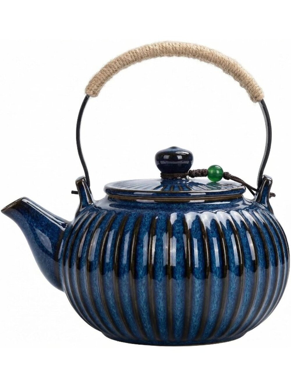 Japanese Ceramic Kitchen Tea Pot 25oz 750ml Royal Blue Stainless Steel Infuser